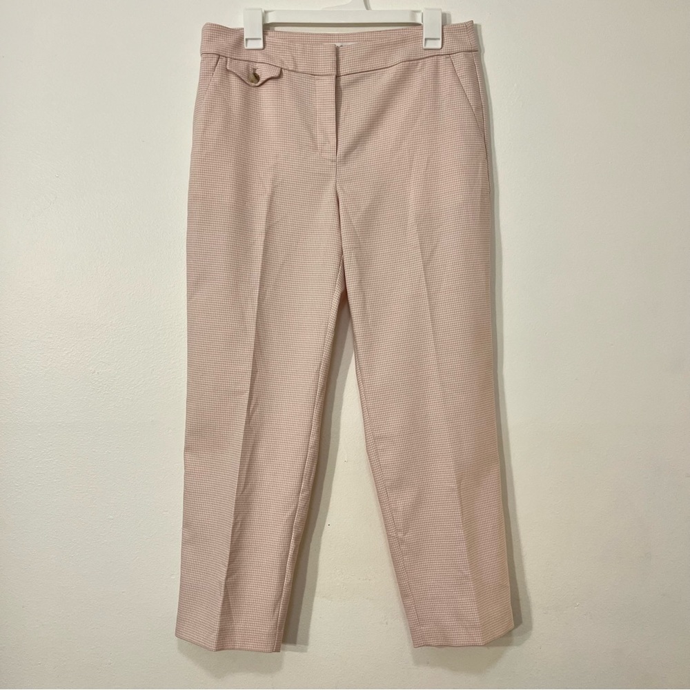 NWT Ann Taylor LOFT Pink Houndstooth Ankle Pants, Women’s Size 8